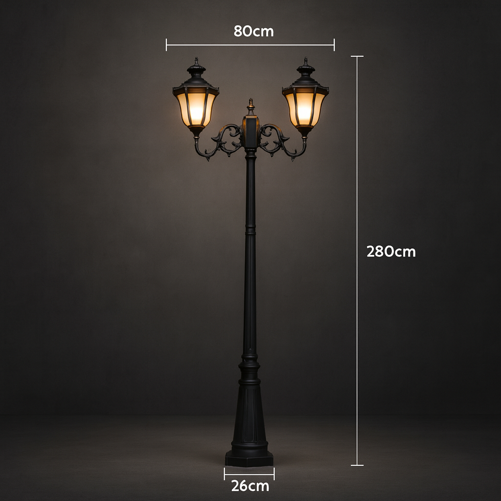 Belveda — Lampadaire d'allée double tête E27