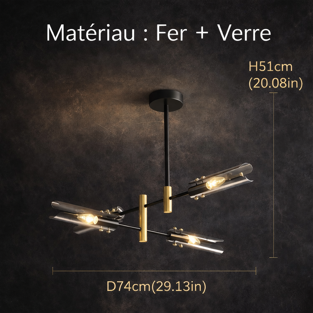 Elvia — Lustre esprit vitrail à têtes multiples