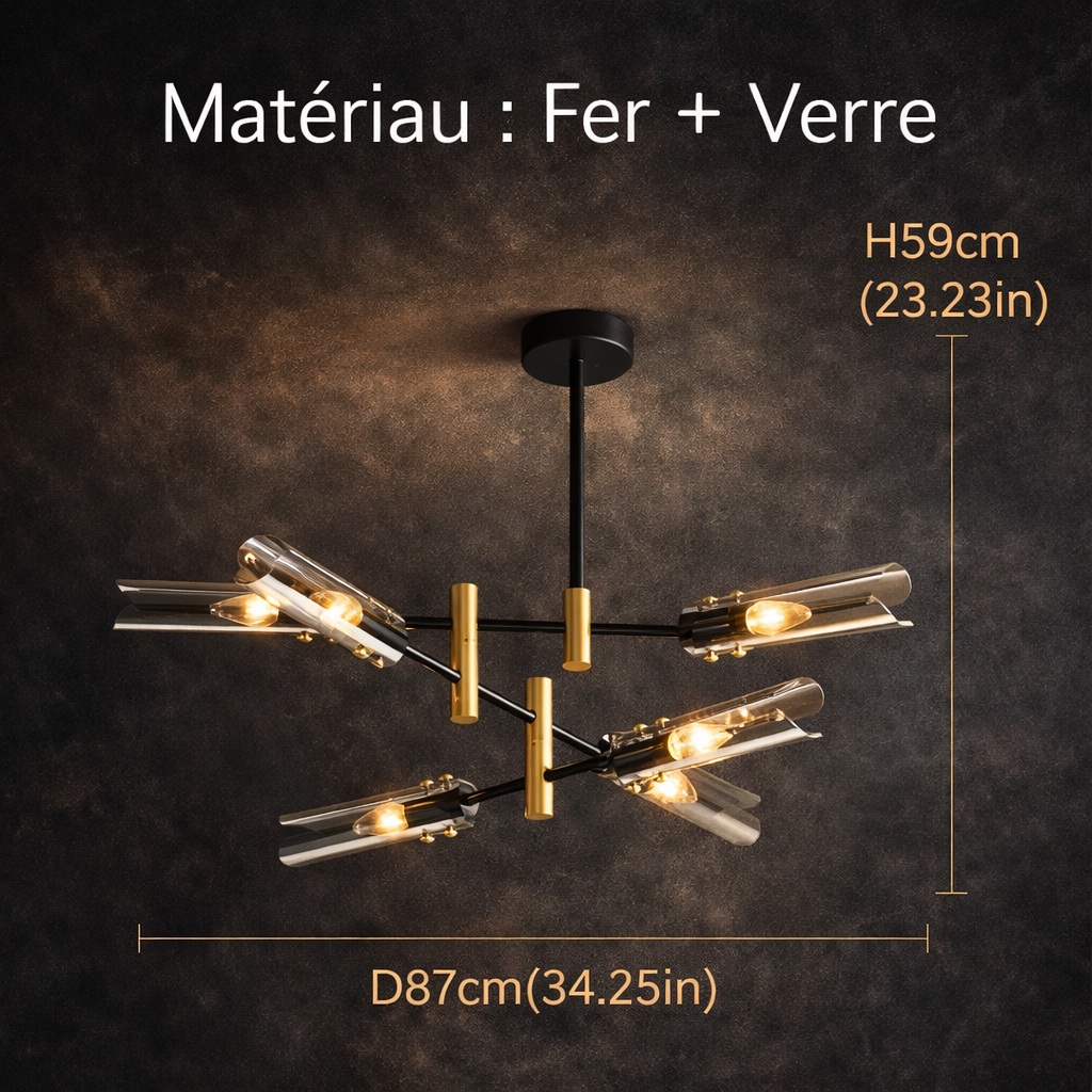 Elvia — Lustre esprit vitrail à têtes multiples