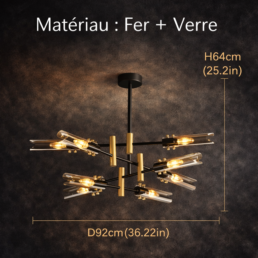 Elvia — Lustre esprit vitrail à têtes multiples