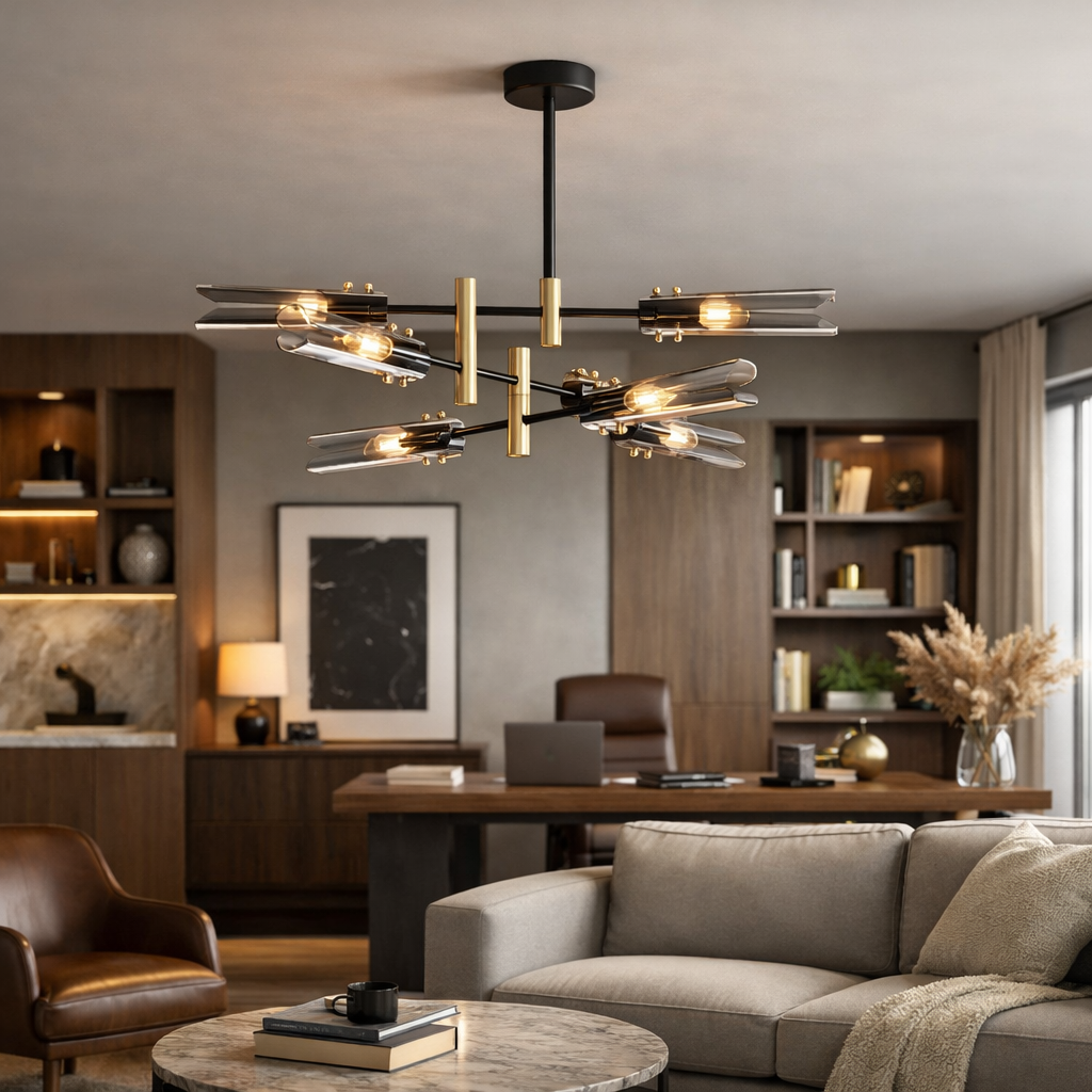 Elvia — Lustre esprit vitrail à têtes multiples