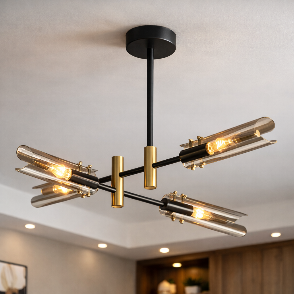 Elvia — Lustre esprit vitrail à têtes multiples
