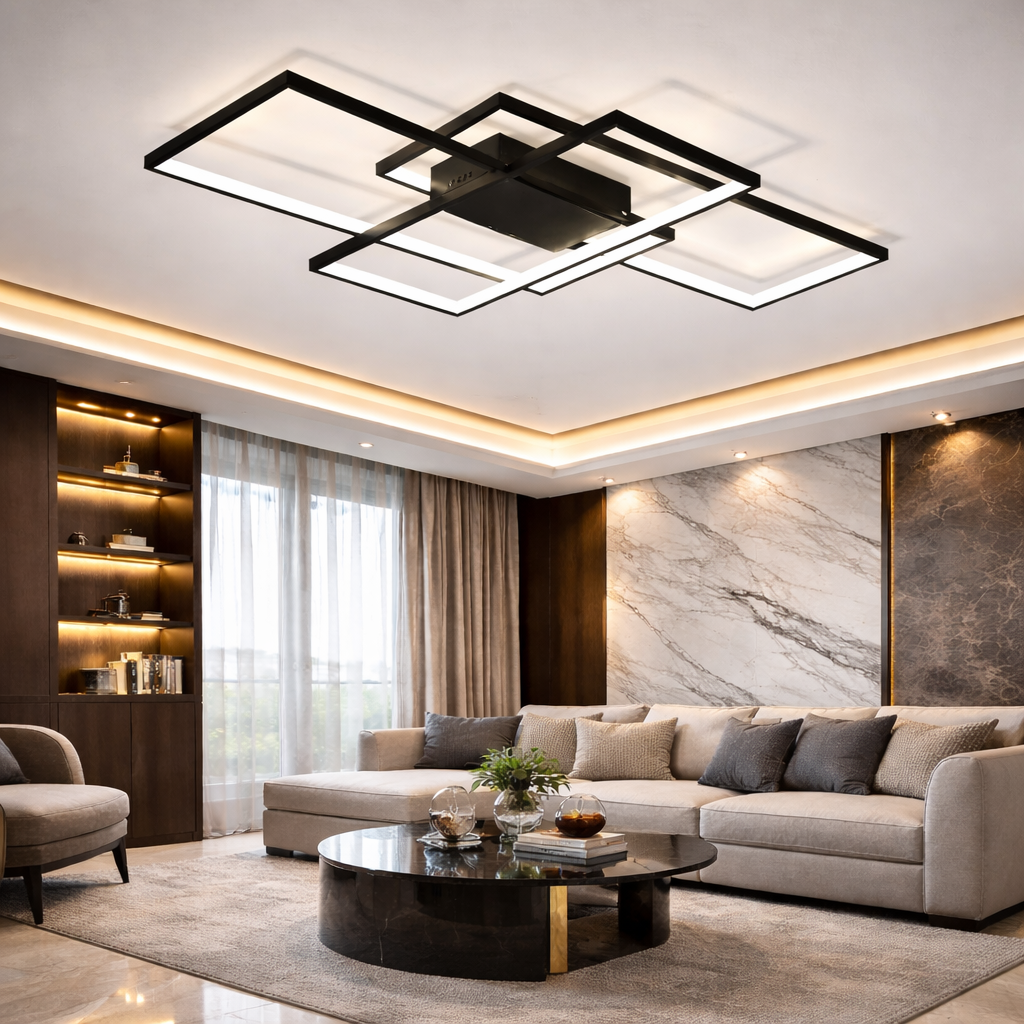 Quadris — Plafonnier contemporain aux lignes nettes