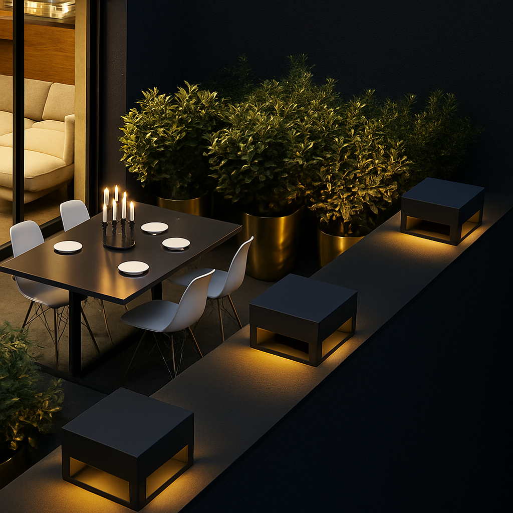Cubéa — Lampe d'extérieur cube en aluminium LED