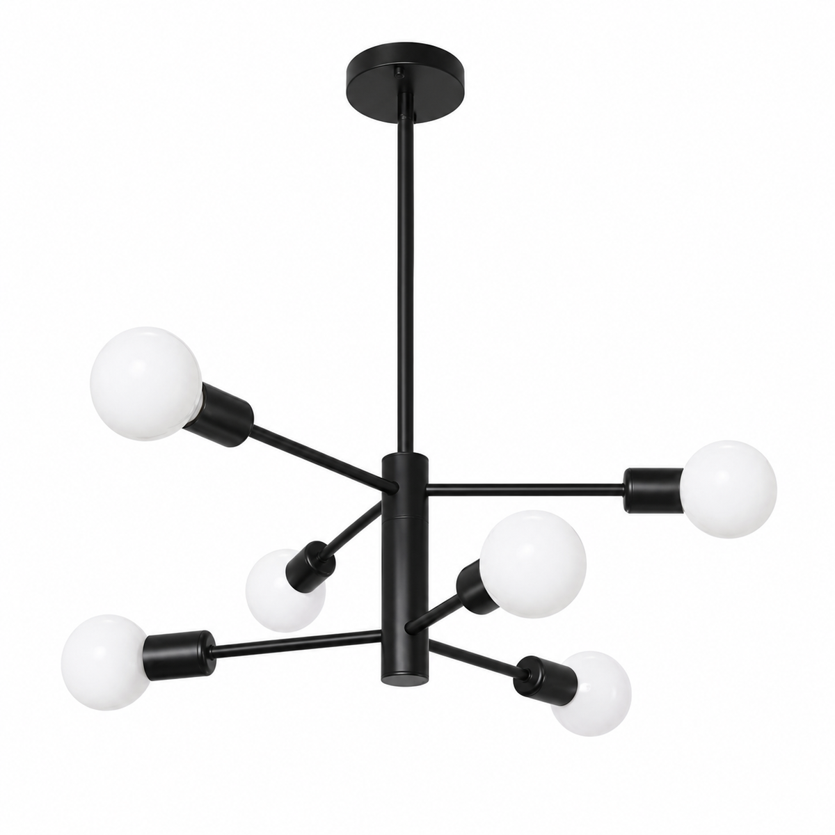 Enzo — Lustre industriel noir à six lampes