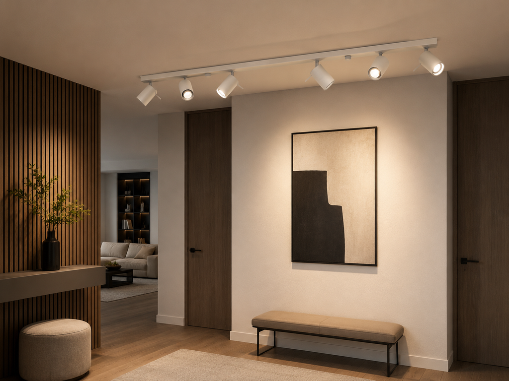 Faretta — Plafonnier blanc à six spots orientables