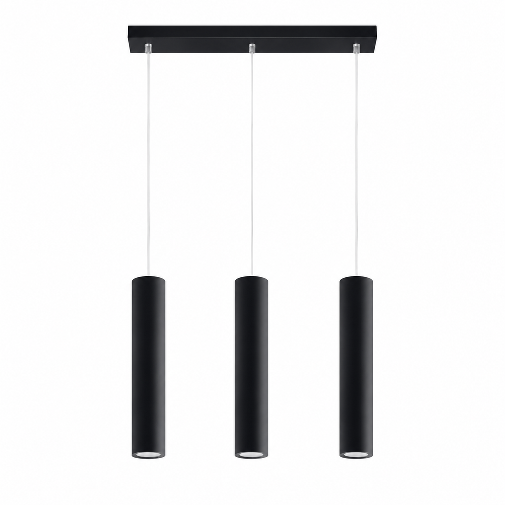 Elvira — Suspension cylindrique noire à trois lumières