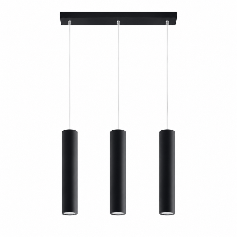 Elvira — Suspension cylindrique noire à trois lumières