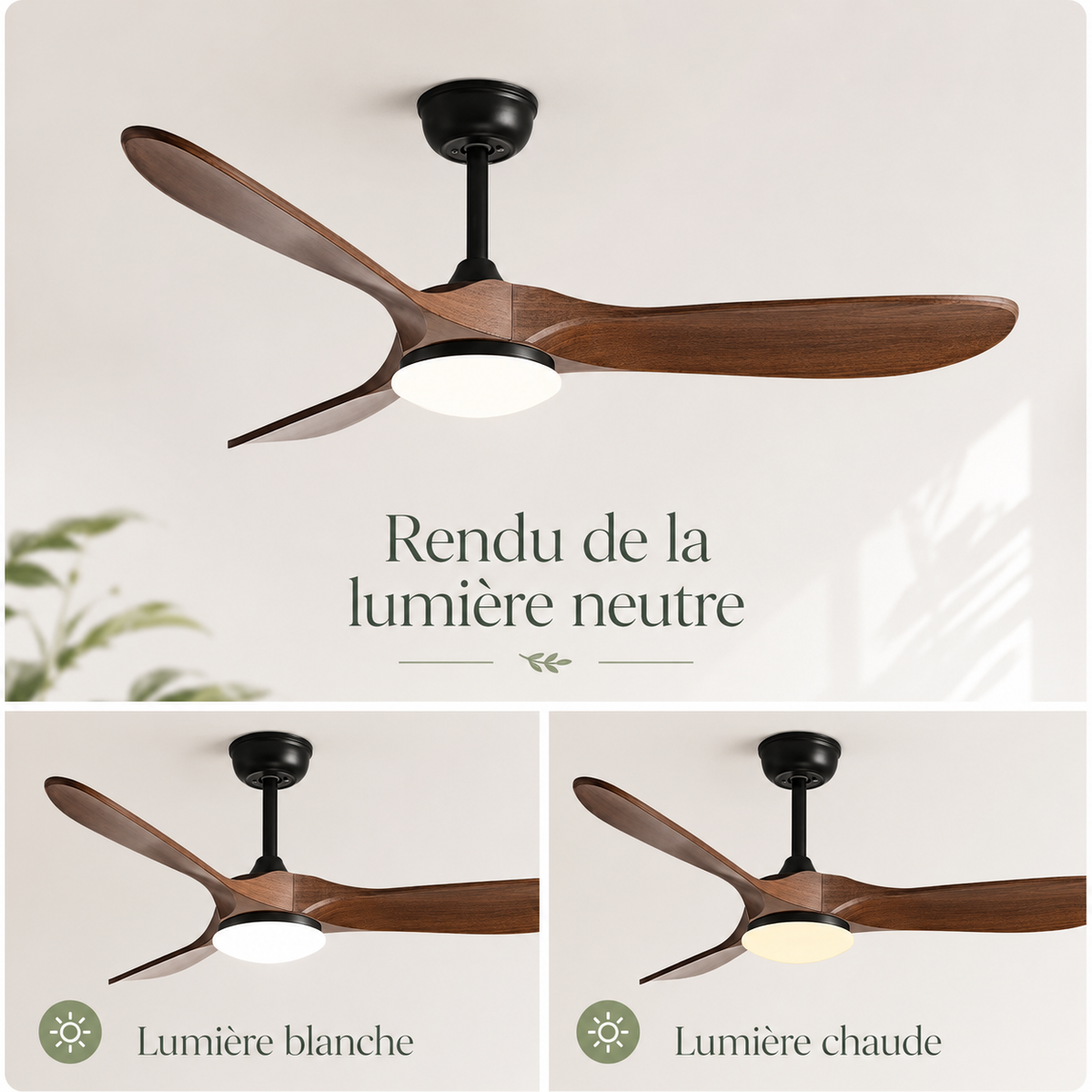 Vindra — Ventilateur de plafond moteur DC et LED