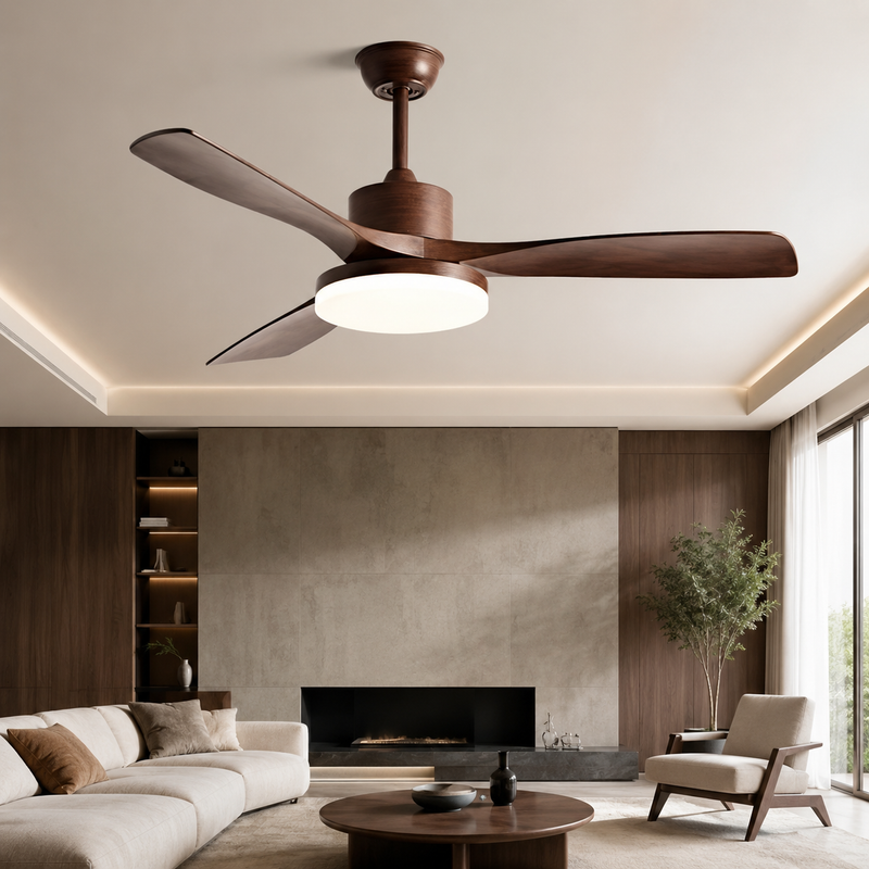 Kalmia — Ventilateur de plafond bois naturel trois tailles