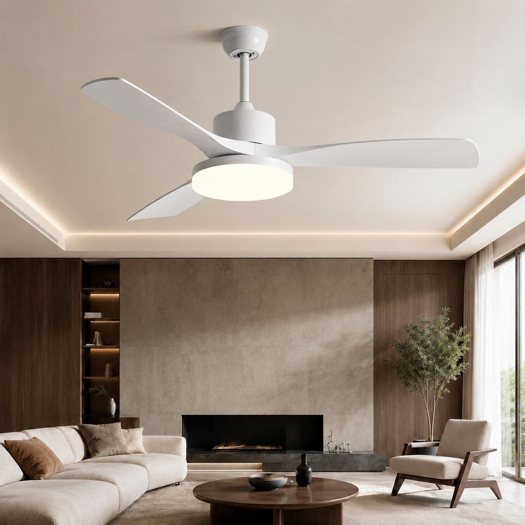 Kalmia — Ventilateur de plafond bois naturel trois tailles