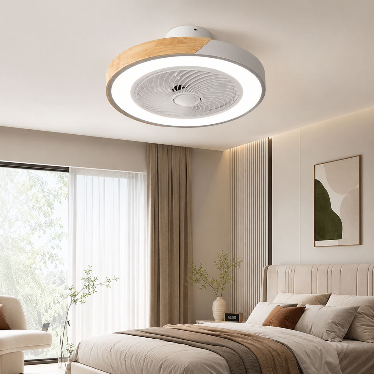 Linéa — Ventilateur de plafond ultra-mince avec lampe