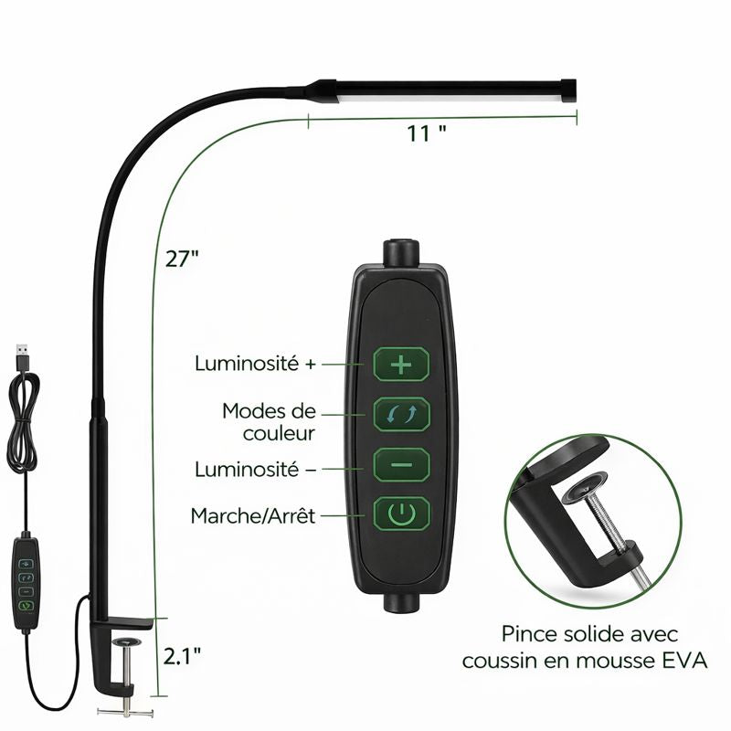 Flessia — Lampe de bureau à pince orientable