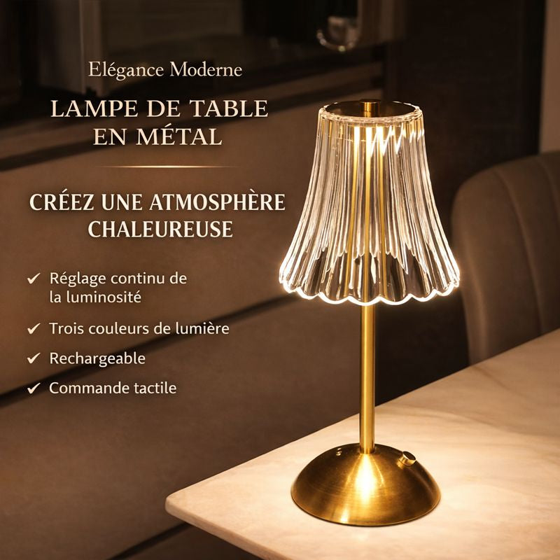 Belisa — Lampe sans fil à abat-jour plissé