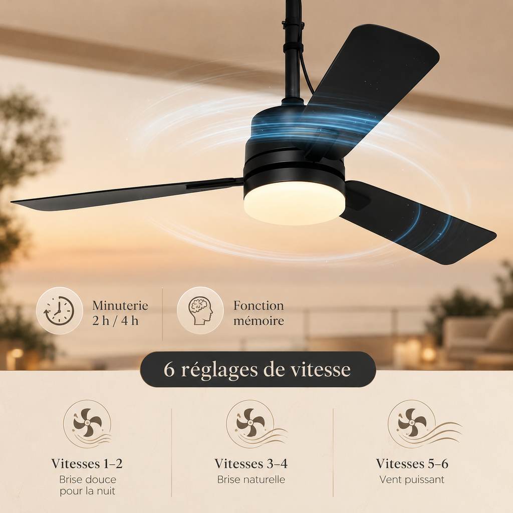 Marisol — Ventilateur de plafond LED intérieur extérieur