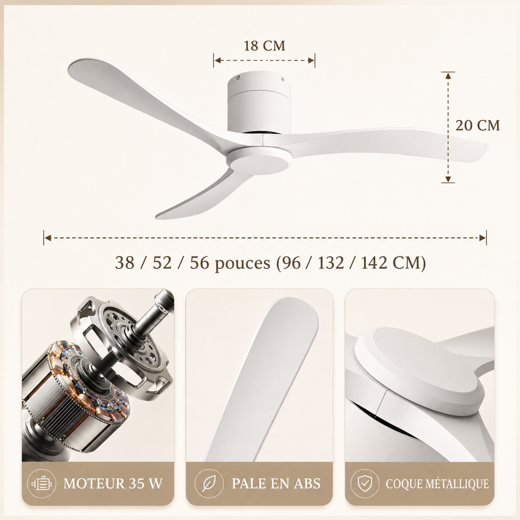 Silvane — Ventilateur de plafond trois pales bois