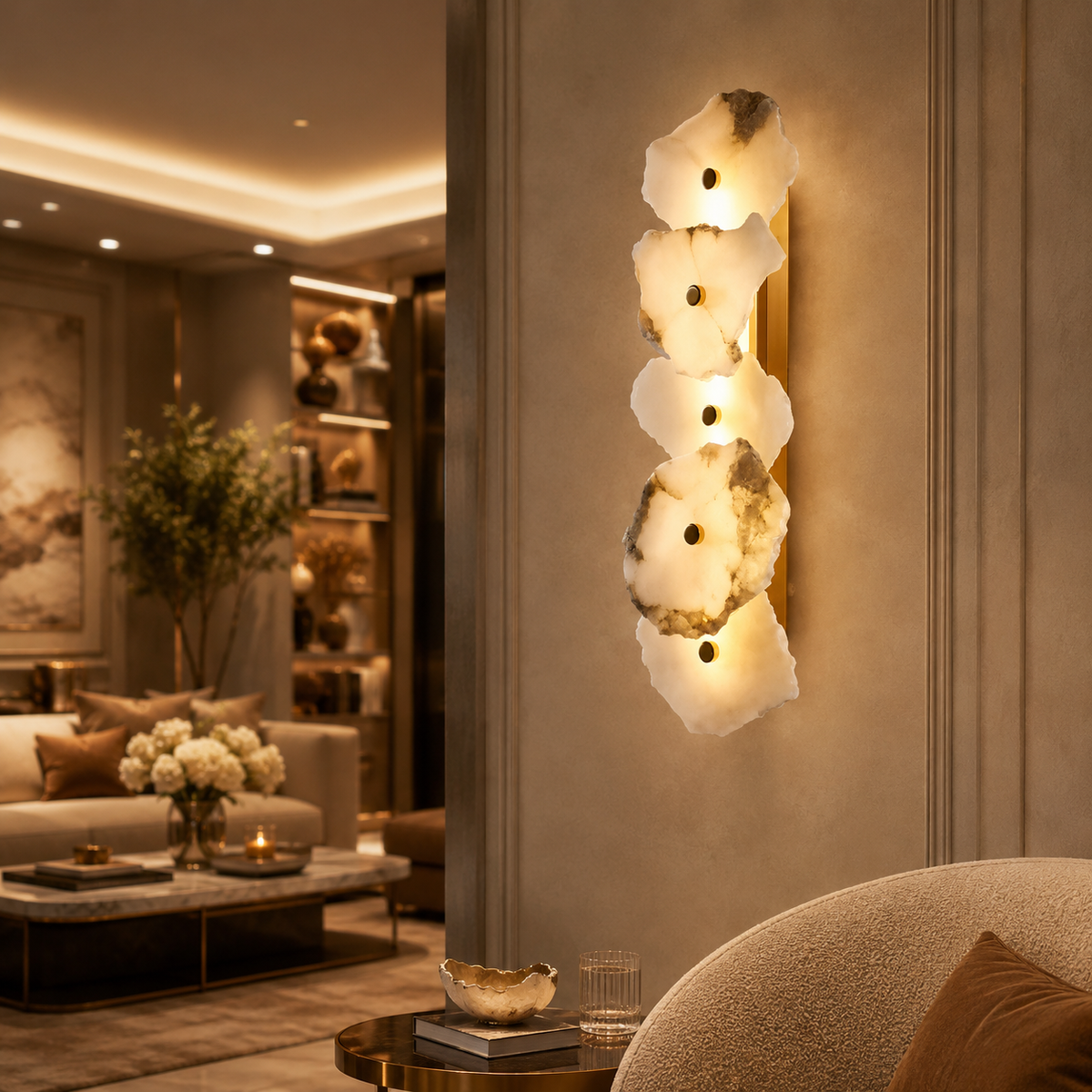 Albéa — Applique murale LED en marbre et albâtre