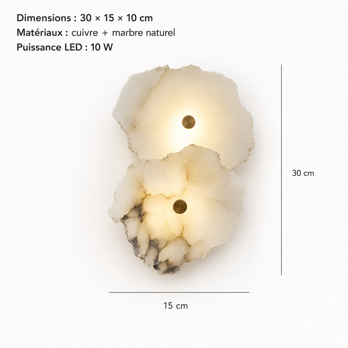 Albéa — Applique murale LED en marbre et albâtre