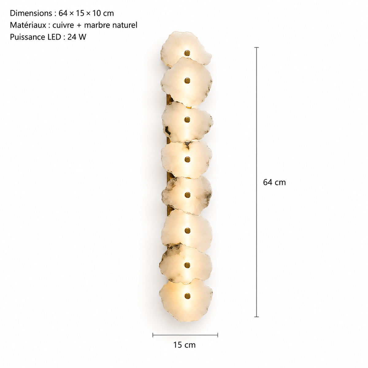 Albéa — Applique murale LED en marbre et albâtre