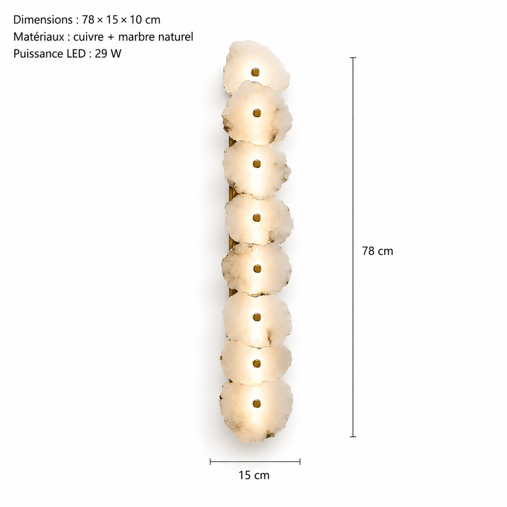 Albéa — Applique murale LED en marbre et albâtre