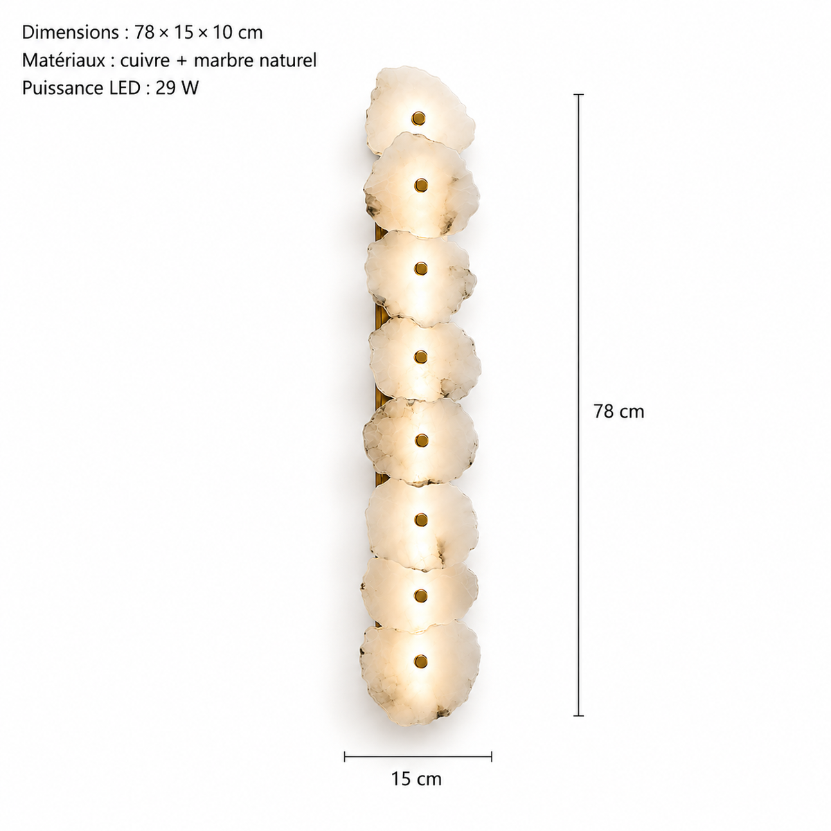 Albéa — Applique murale LED en marbre et albâtre