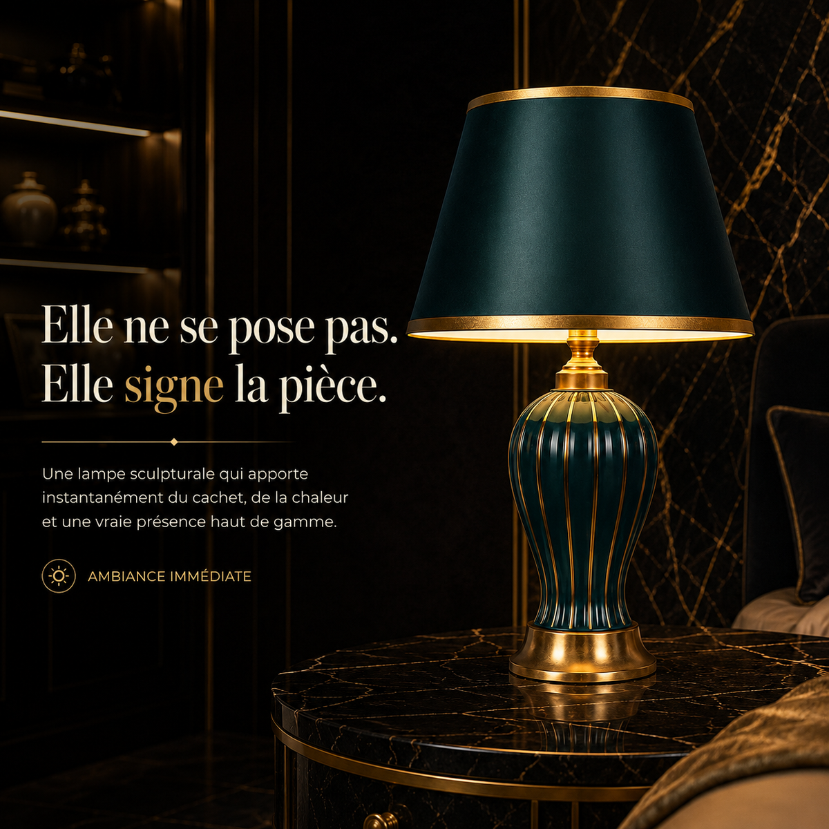 Verdana — Lampe de table vert impérial