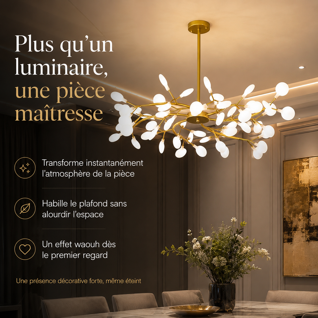 Atlas — Grande suspension branches en métal et verre