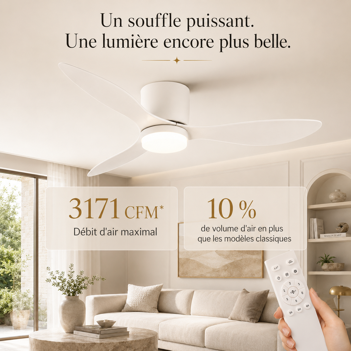 Ventora — Ventilateur de plafond silencieux à LED - 106 & 132 cm