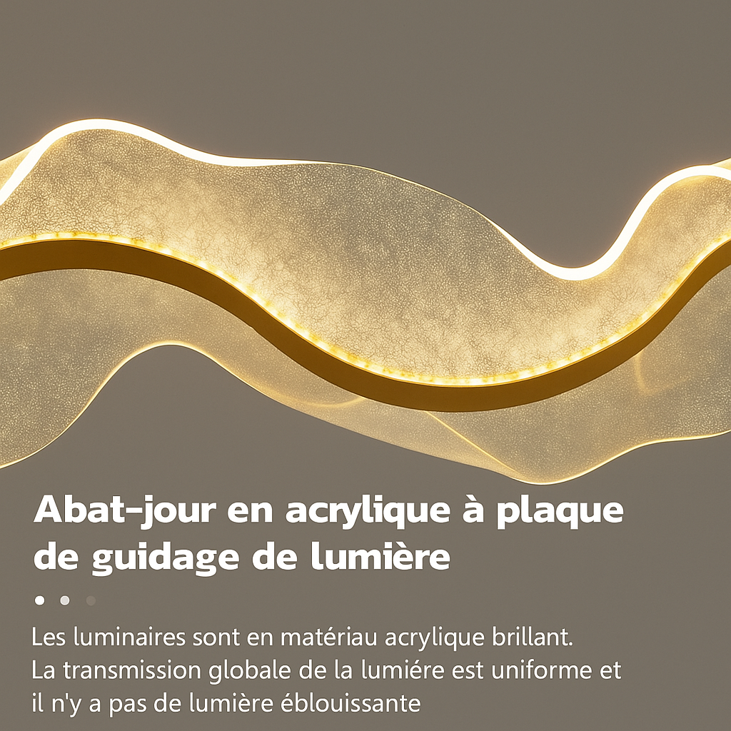 Aurea — Suspension LED en vague dorée