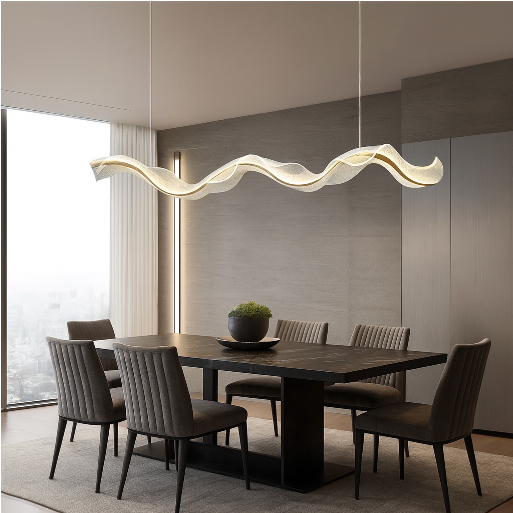 Aurea — Suspension LED en vague dorée