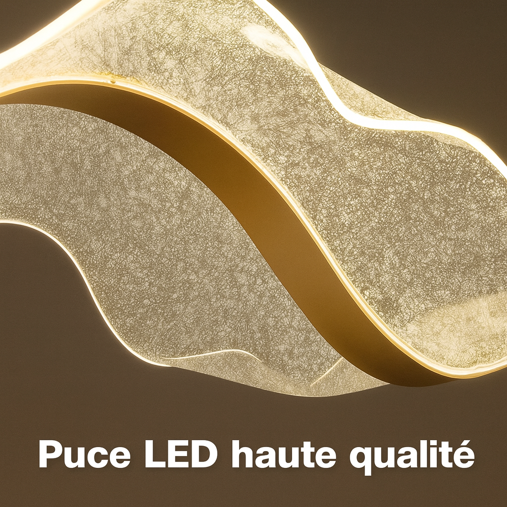 Aurea — Suspension LED en vague dorée