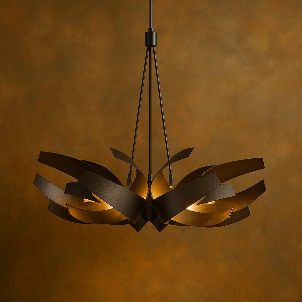 Astrée — Lustre sculptural rubans de métal LED