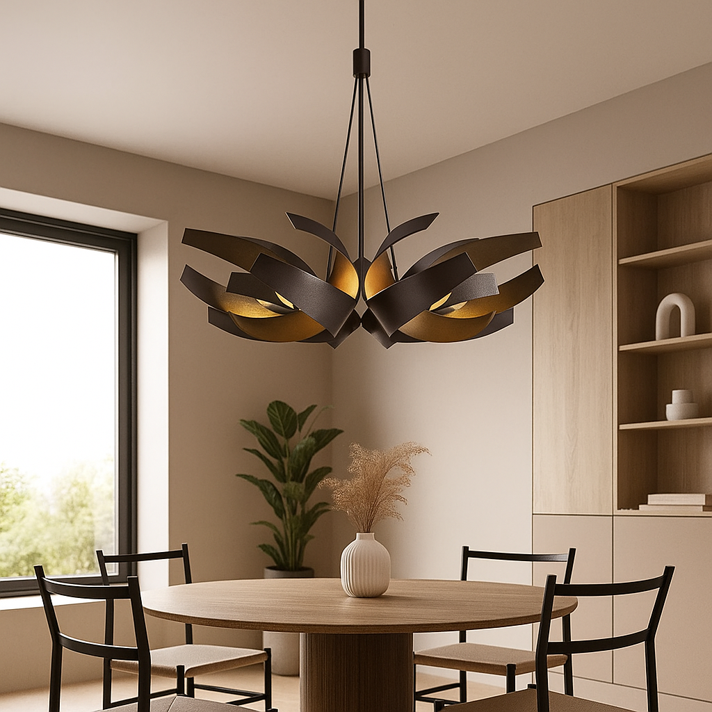 Astrée — Lustre sculptural rubans de métal LED