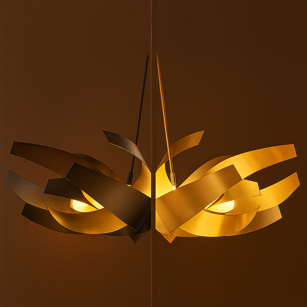 Astrée — Lustre sculptural rubans de métal LED