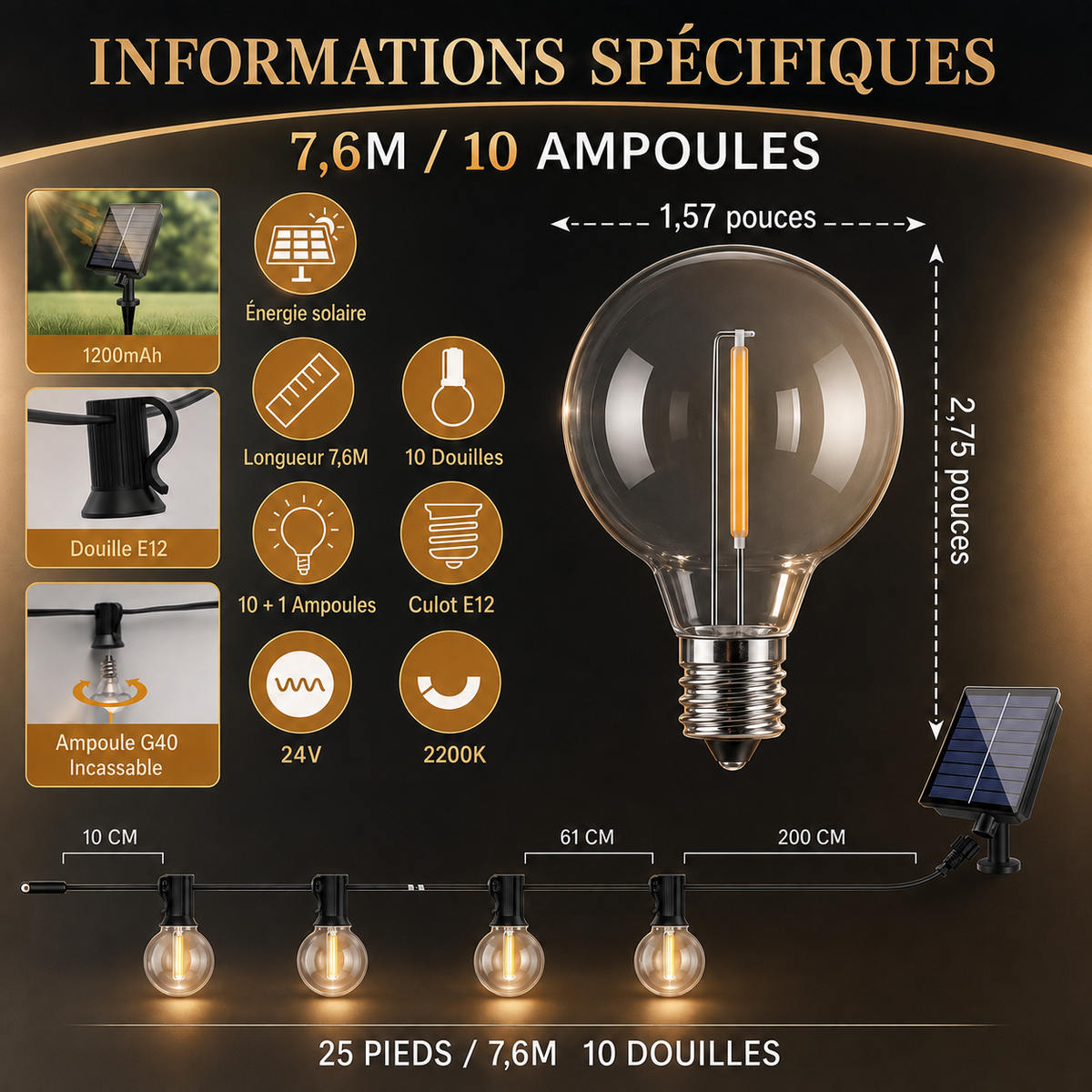 Festiva — Guirlande solaire guinguette G40