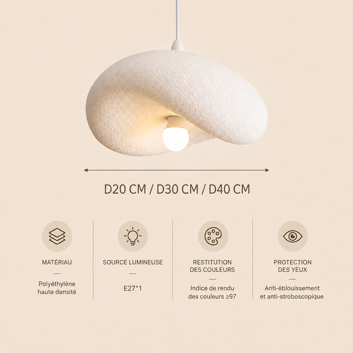 Bruma — Suspension nuage minimaliste en céramique