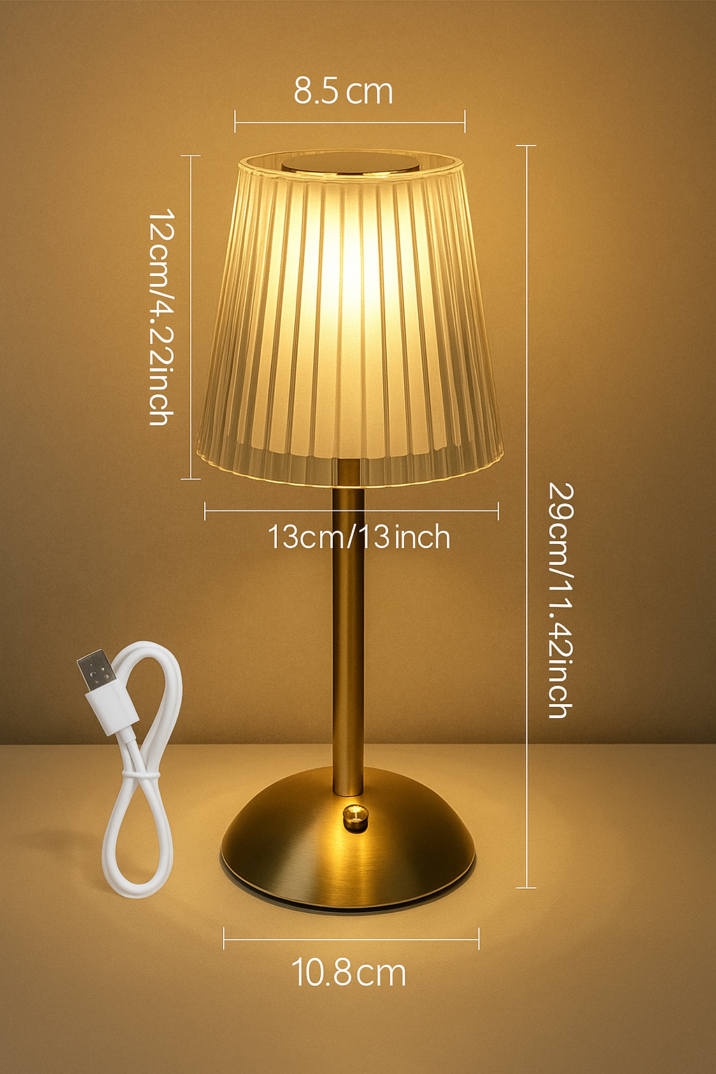 Régina — Lampe sans fil à abat-jour de cristal
