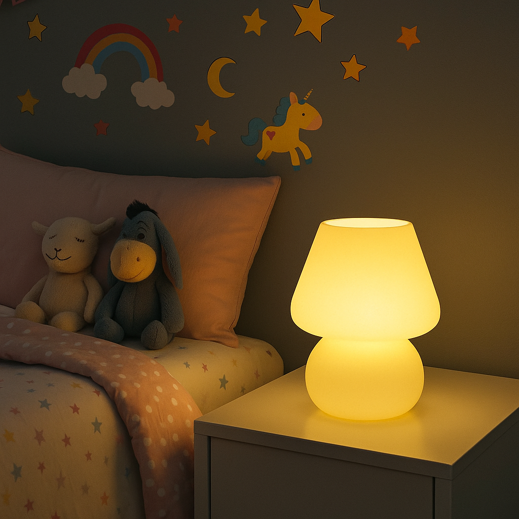 Soffia — Lampe champignon en verre soufflé strié