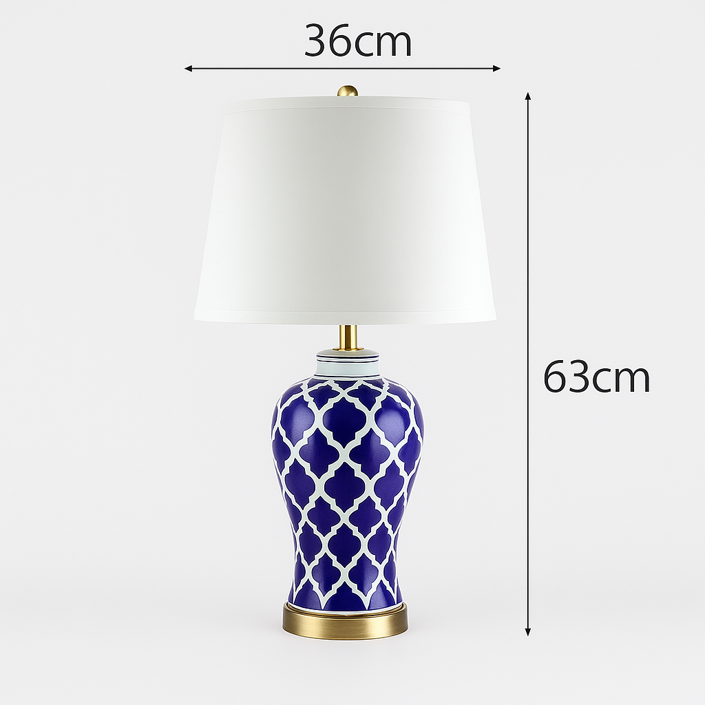 Azzura — Lampe en céramique bleue à motifs