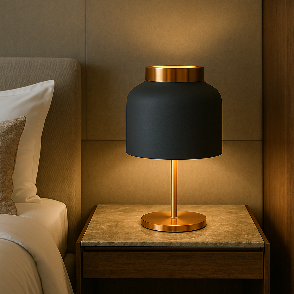 Rosalina — Lampe dôme en métal à pied doré