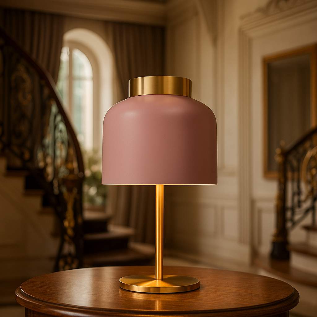 Rosalina — Lampe dôme en métal à pied doré