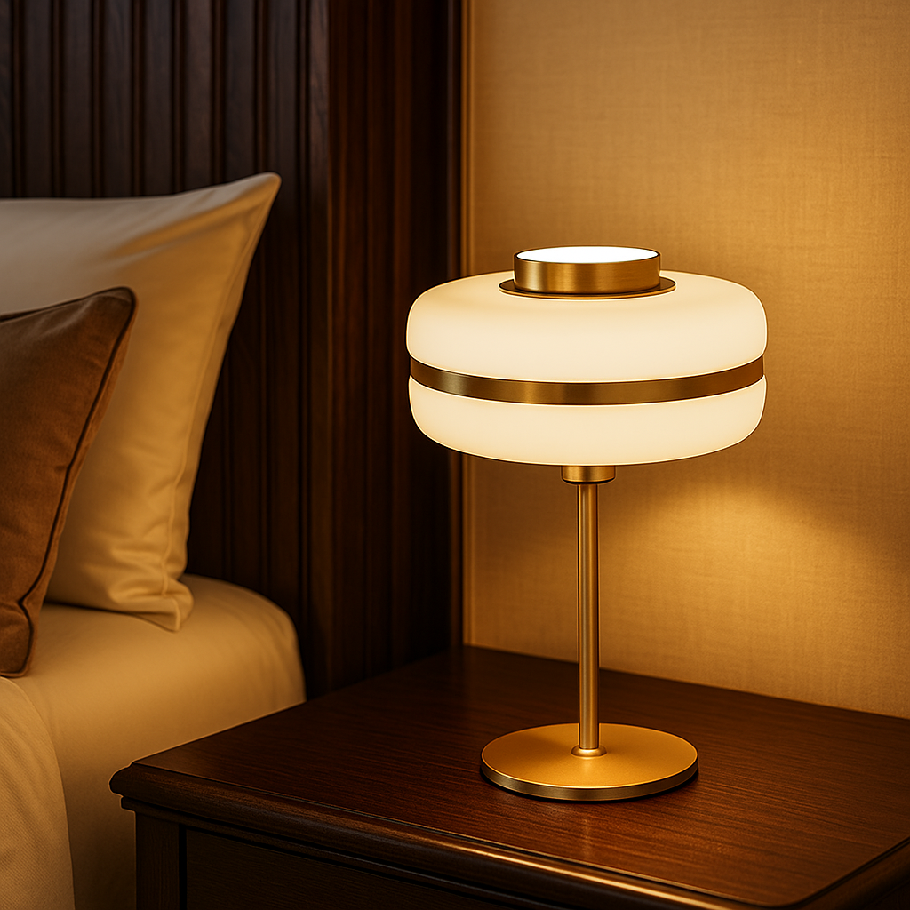 Ivoria — Lampe à poser verre dépoli et métal doré