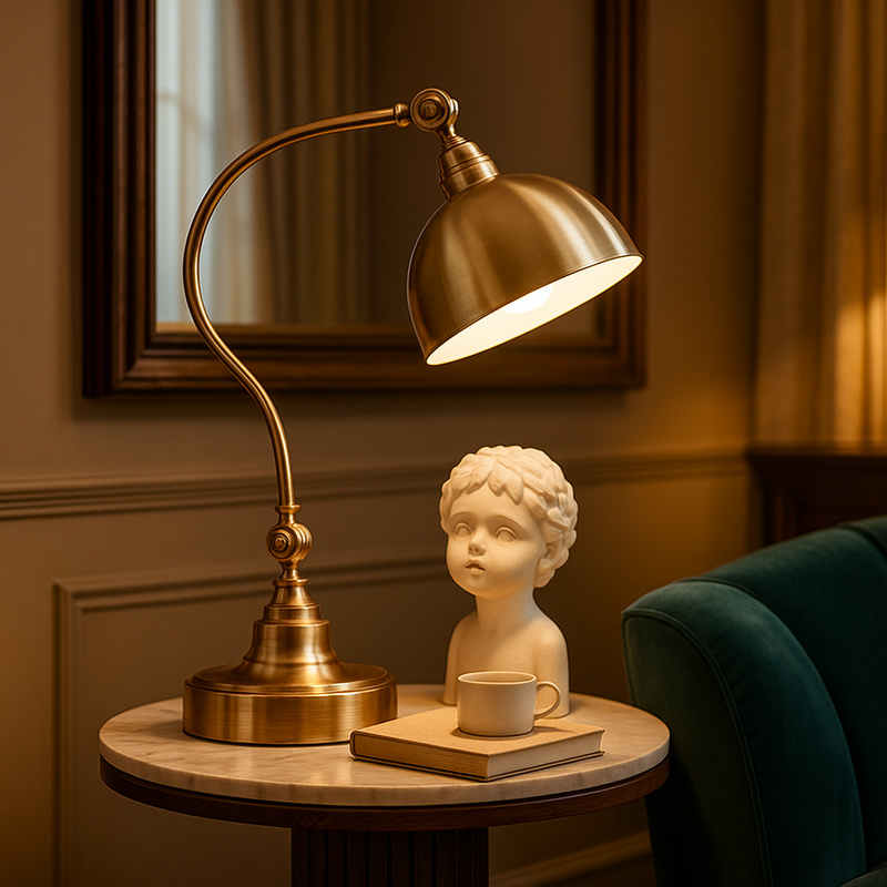 Ottona — Lampe de bureau en laiton brossé orientable