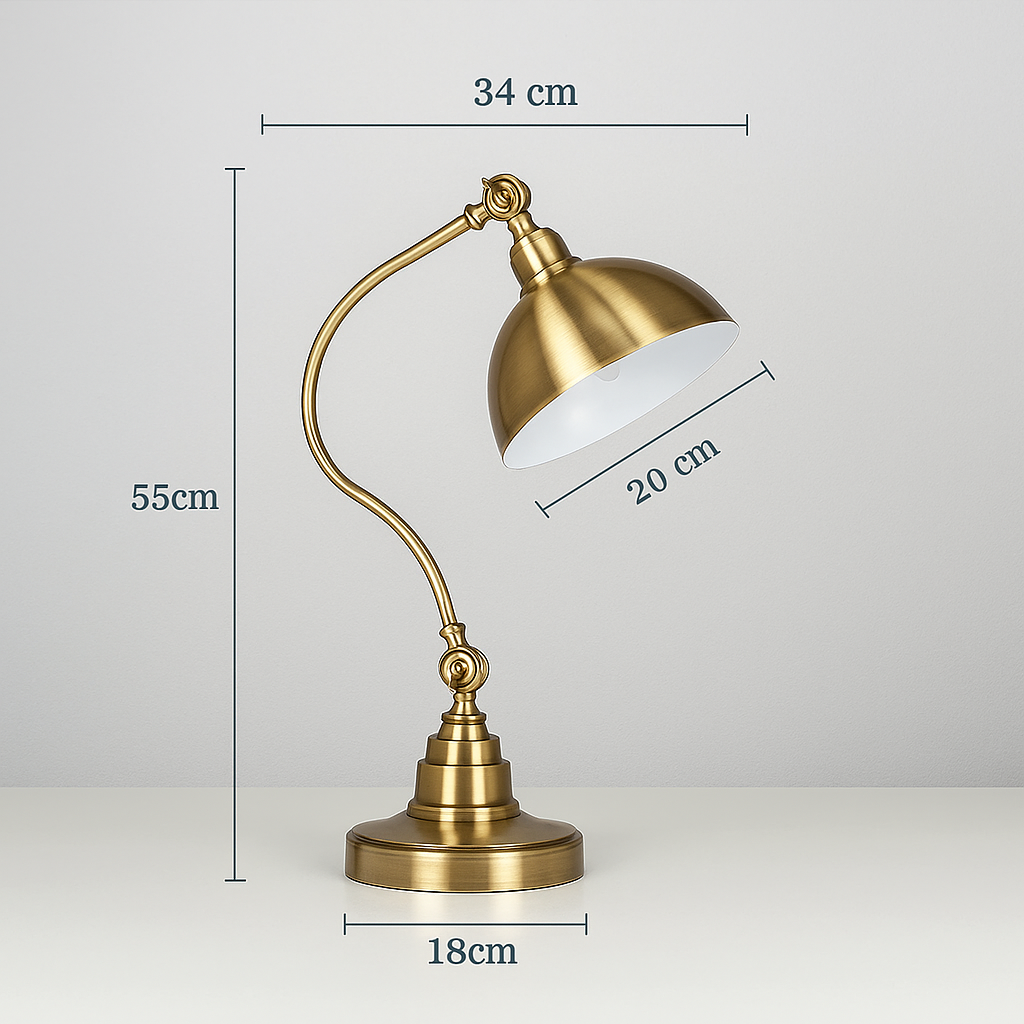 Ottona — Lampe de bureau en laiton brossé orientable