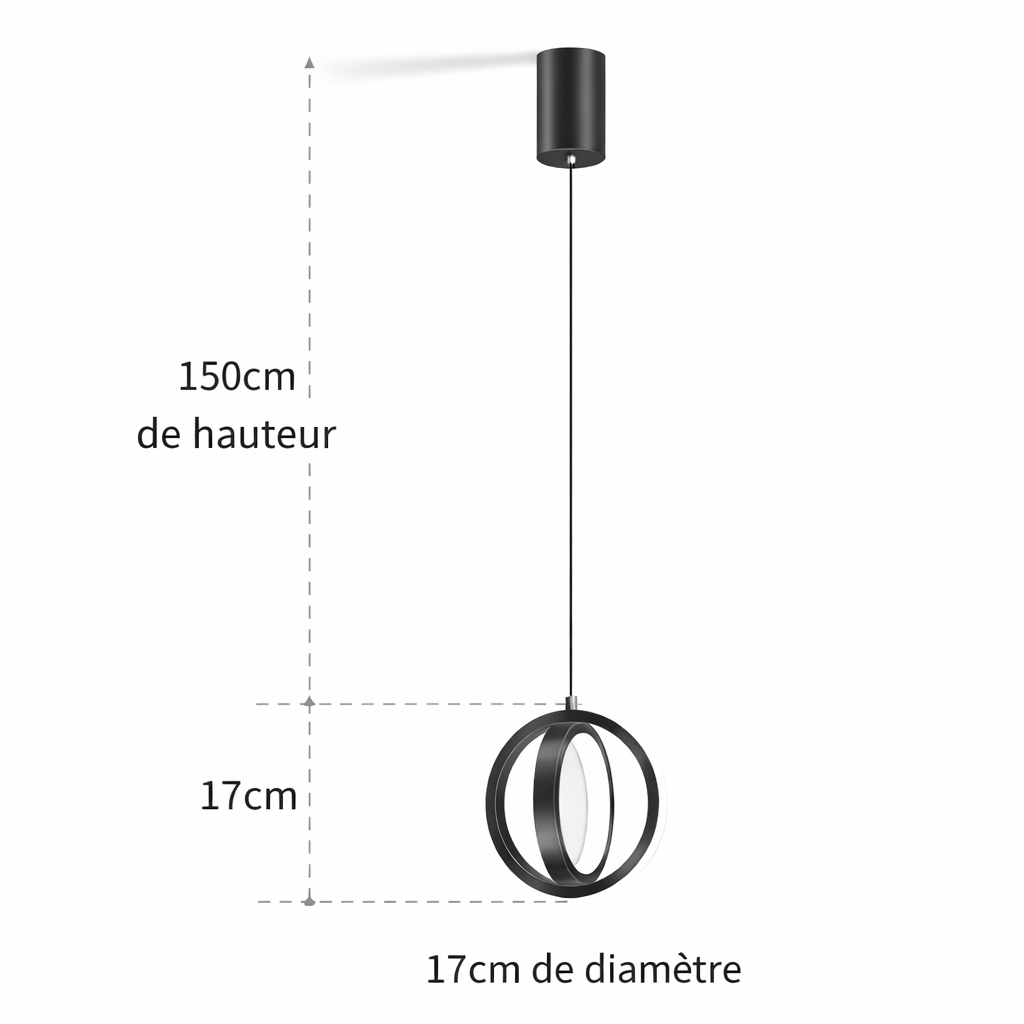 Cosima — Suspension contemporaine noire ou dorée