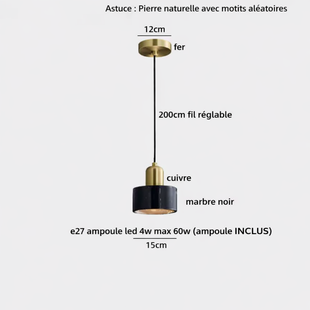 Marbréa — Suspension en marbre véritable