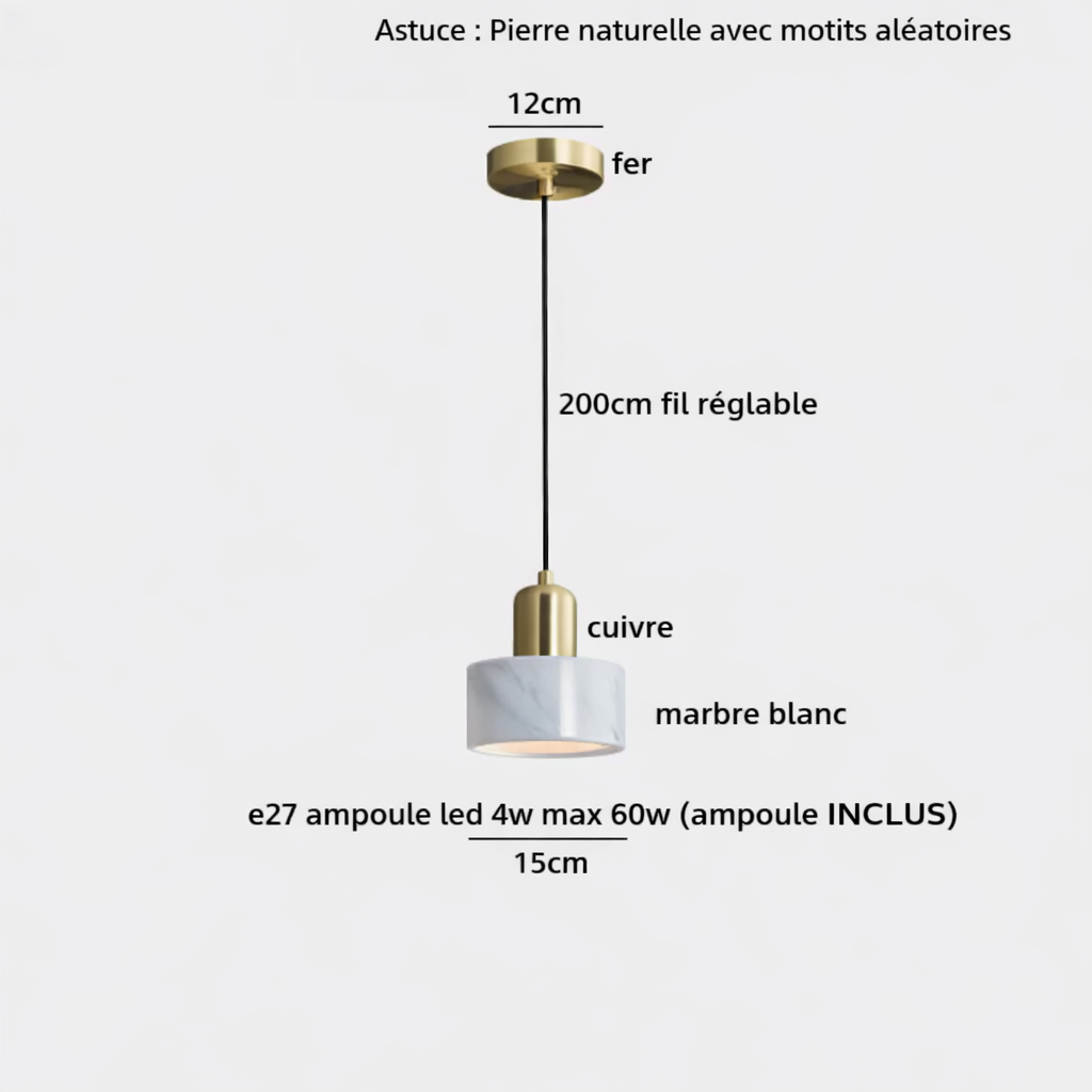 Marbréa — Suspension en marbre véritable