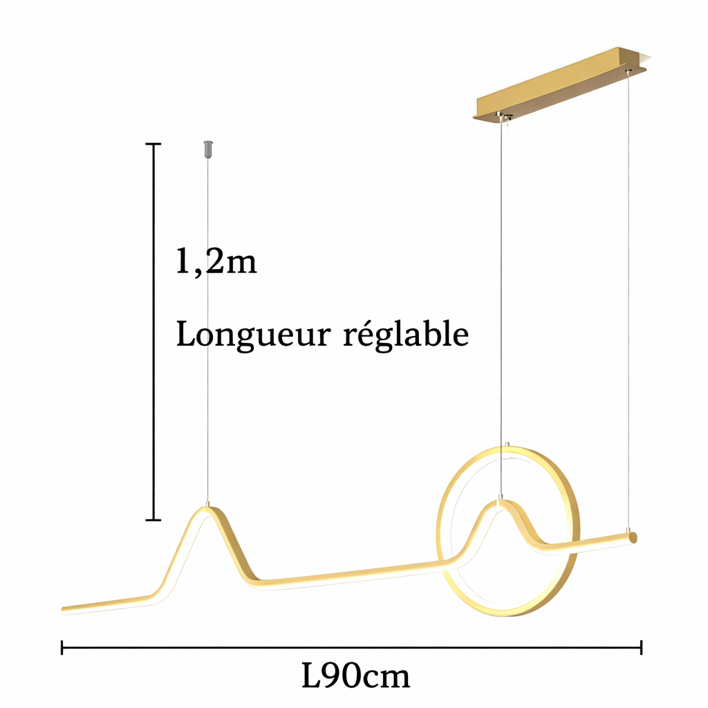 Aurélia — Suspension linéaire longue noire ou dorée