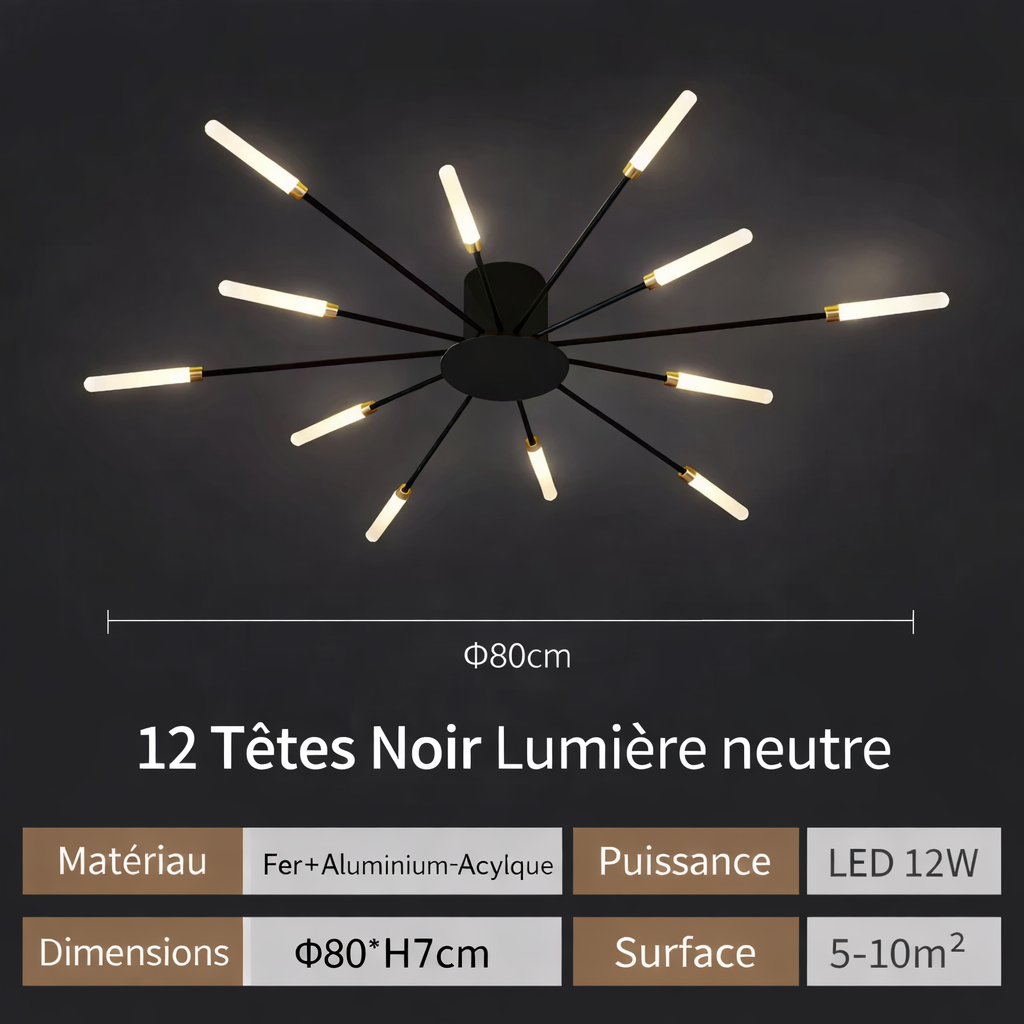 Raggia — Plafonnier rayonnant à têtes multiples
