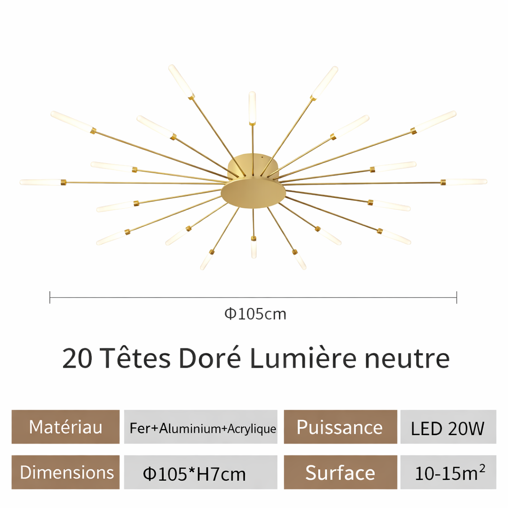 Raggia — Plafonnier rayonnant à têtes multiples